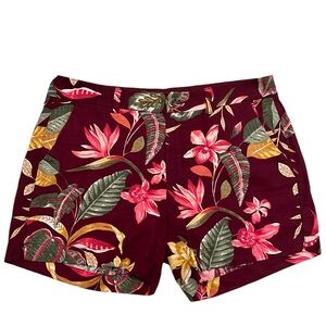 Women’s Floral Midrise 5” Inseam Linen Short Size 12